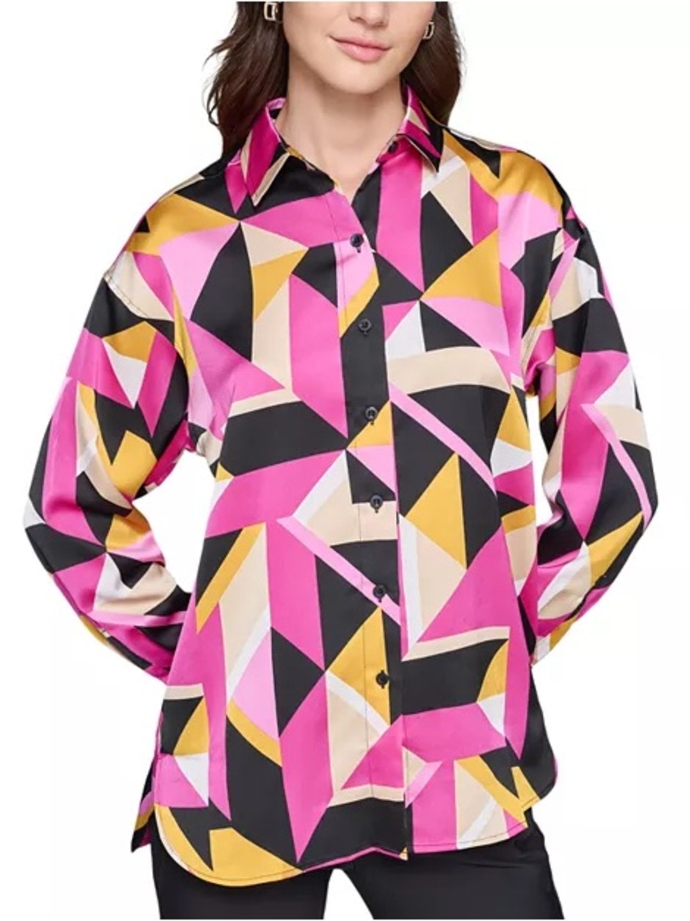 Karl Lagerfeld printed Satin Collared Shirt. Size PS